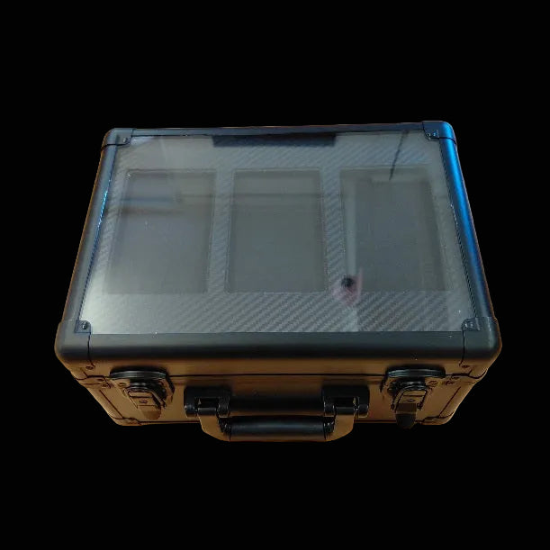 Storage Box for Trading Cards with Glass Front - 3 Rows with Key
